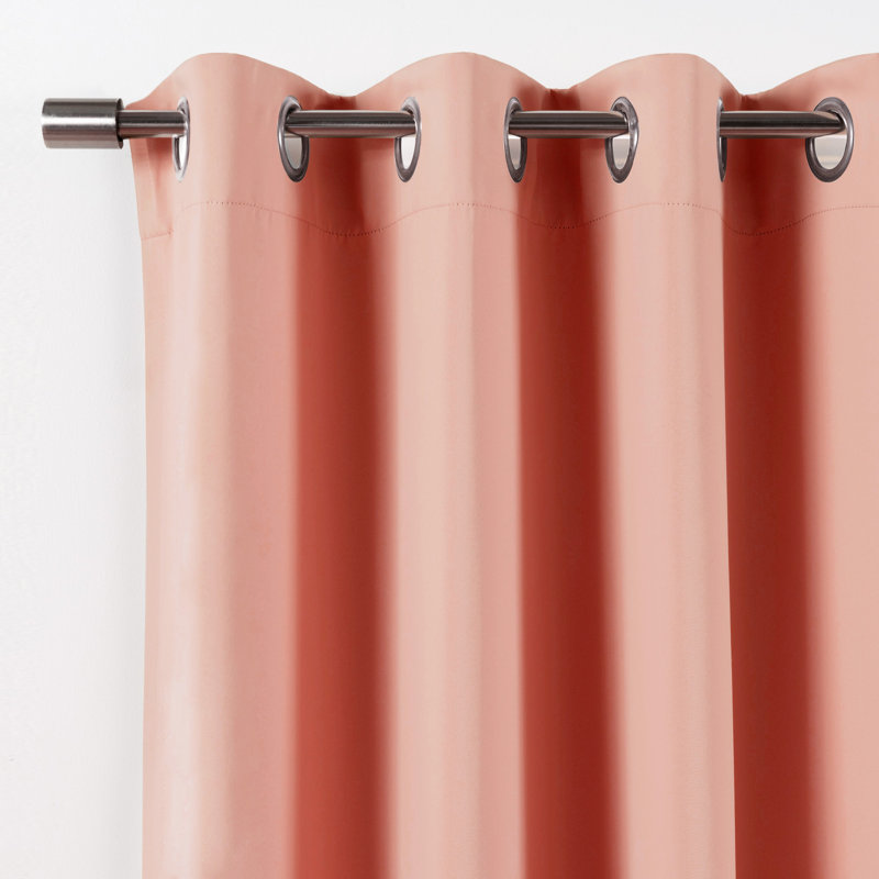 Schaeffer Solid Blackout Thermal Grommet Curtain Panels, 52" W x 72" L, Coral