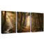 «Autumn Forest Path Stream Sunbeam Moss Mushroom Landscape», impression sur toile tendue 3 pièces (1)-131264978