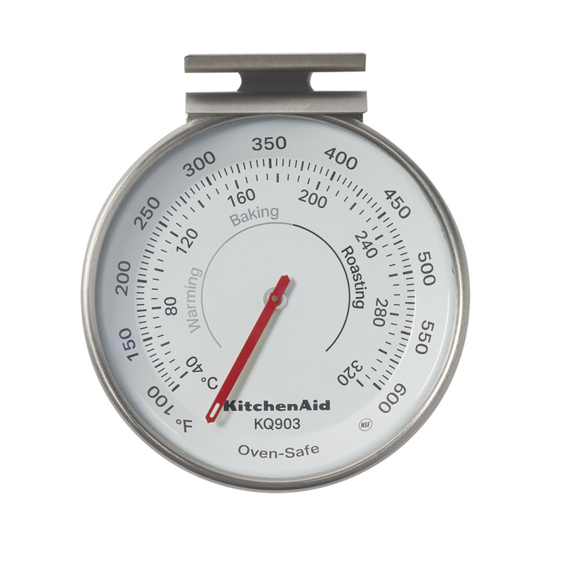 Kitchenaid 3-In Analog Dial Oven/Appliance Thermometer, TEMPERATURE RANGE: 100F To 600F, Stainless Steel