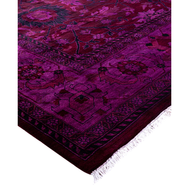 Overdyed Hand-Knotted Wool Modern-Contemporary Purple Area Rug 9' 3" x 12' 0"