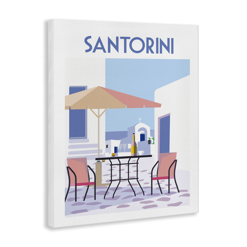  Santorini Bistro, impression sur toile par Omar Escalante, H 20 po x l 16 po