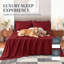 Ensemble de draps 3 pièces en coton pour lit simple, draps respirants et rafraîchissants, literie douce inspirée des hôtels, draps de luxe bordeaux avec bonnet profond de 40 cm, infroissables et faciles d'entretien.-135803604-135803606