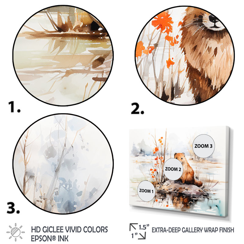 Watercolor Stream Serenity I - Art mural, Cadre flottant brun, H 24 po x l 32 po x P 1 po