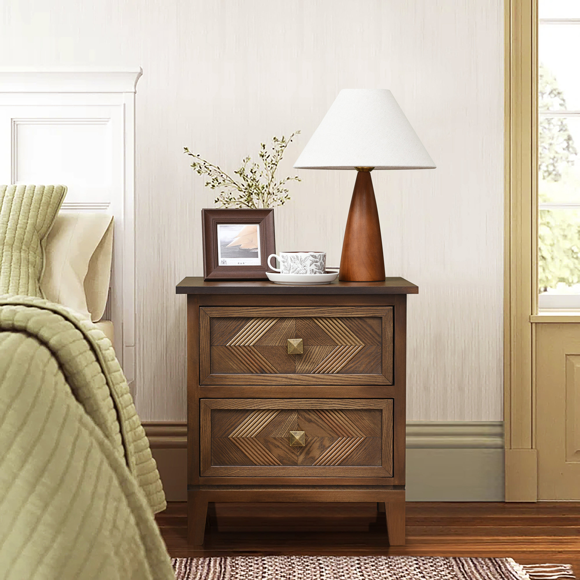Millwood Pines Rustic Brown Vintage Nightstand | Wayfair