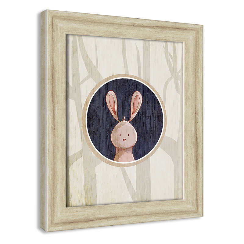 «Juvenile Forest Animals», impression sur papier, H 10 po x l 8 po x P 0,6 po, Beige Flat Framed