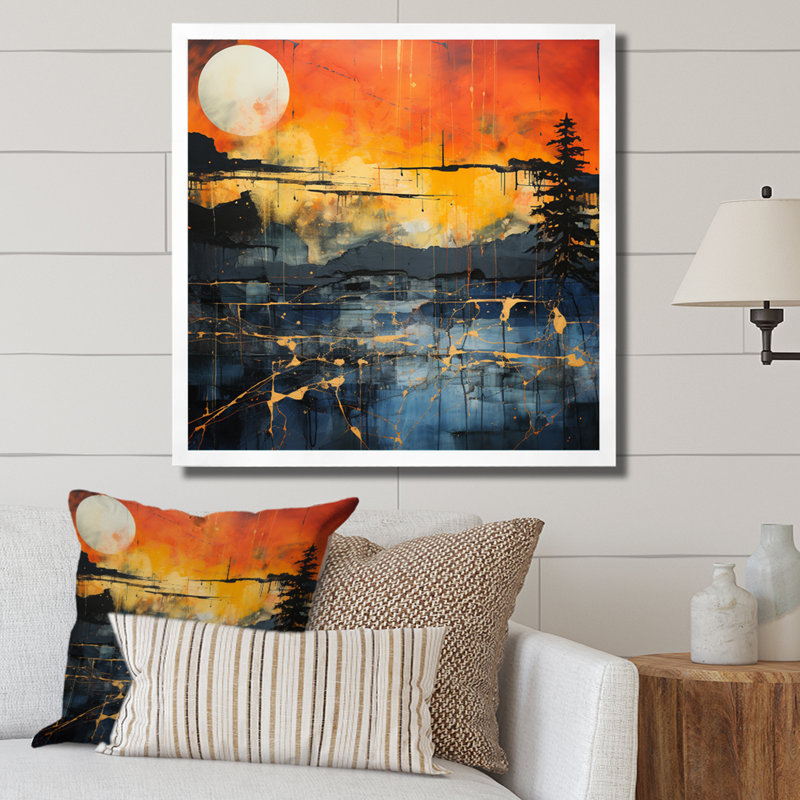 " Dramatic Lightning Nights I ", 24" H x 24" W x 1" D, White Picture Framed