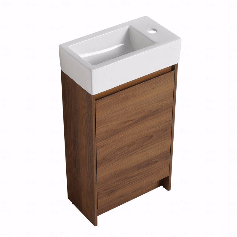 Meuble-lavabo autoportant 18 po avec lavabo simple, portes à fermeture douce