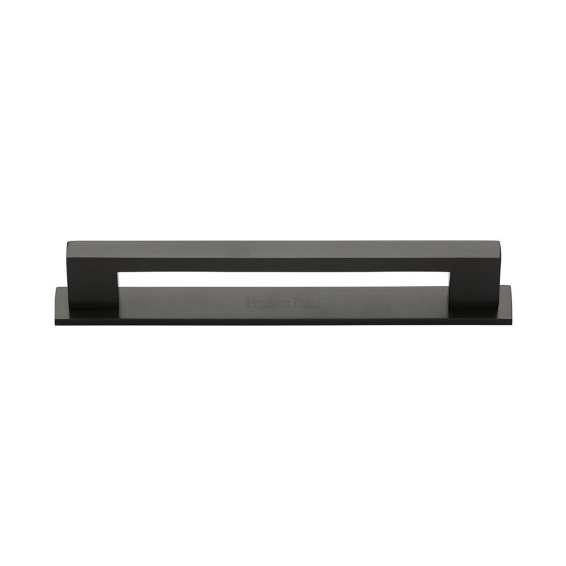 Heritage Brass Heritage Cabinet Pull Metro Design with Plate, 12.8cm, Matt Bronze