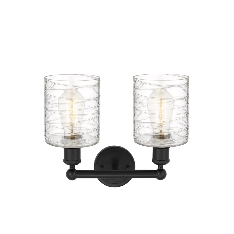 Éclairage pour meuble-lavabo 2 lumières 14 pouces Karon, Noir mat, Déco tourbillon