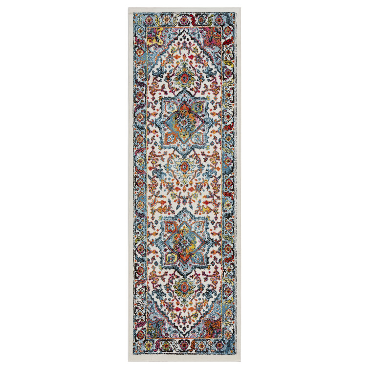 Tapis oriental crème / bleu / jaune Einike