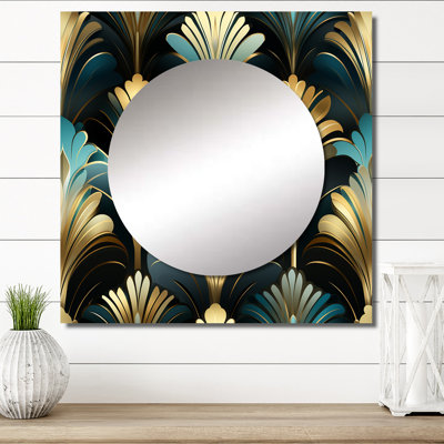 Emerald And White Damask Art Deco - Bohemian & Eclectic Square Mirror For Wall Art Decor