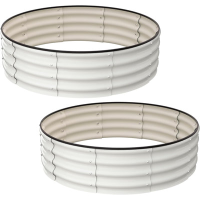 Boîte à fleurs ronde en métal pour jardin 4 x 4 x 1 pi
