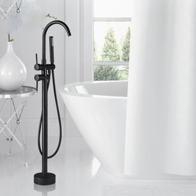 Wingard 1 Handle Floor Waterfall Faucet Bath Filler with Diverter