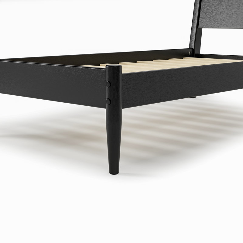 Lit plateforme Ashlie, Lit simple, Noir