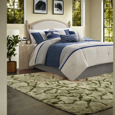 Elegant Blue Bedding Sets, Faux Suede Polyester, Perfect For Cabin Use