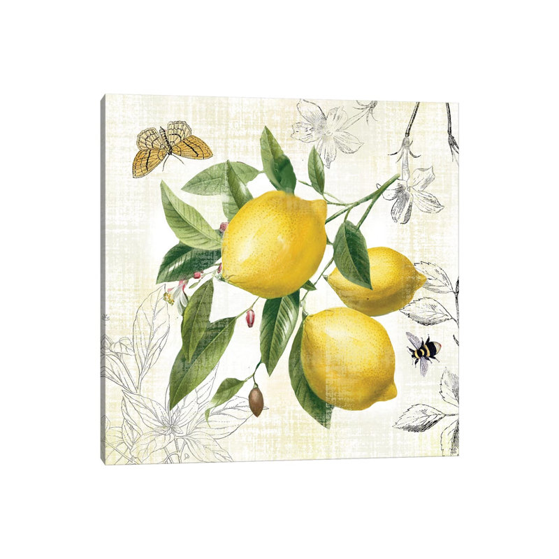Linen Lemons II by Nan - Print on Canvas, Wrapped Canvas, 66.04cm H x 66.04cm W x 3.81cm D