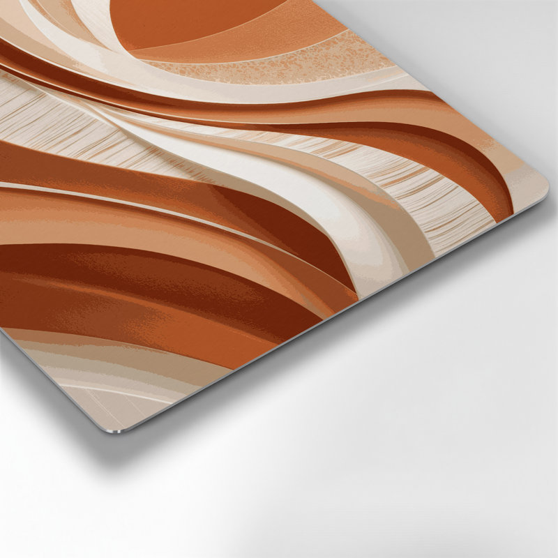Abstrait paysage 13, art mural en métal beige, H 16 po x l 16 po