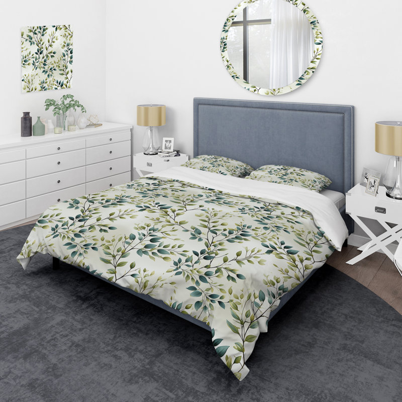 Ensemble de housse de couette Tranquil Vines, Housse de couette pour grand lit et 2 taies décor