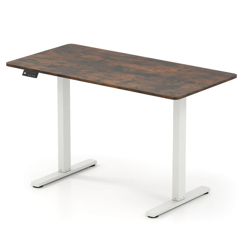48” x 24” Electric Standing Desk with LED Display 2 Memory Height Settings for Home Rustic Brown+White, Brown/White