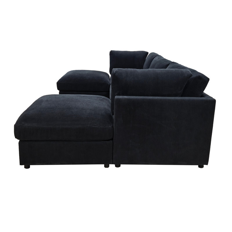 Canapé modulaire Foxbridge, Velours côtelé gris anthracite