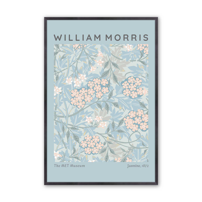 Imprimé jasmin bleu pâle par William Morris, H 15,25 po x l 12,25 po, Zinc patiné