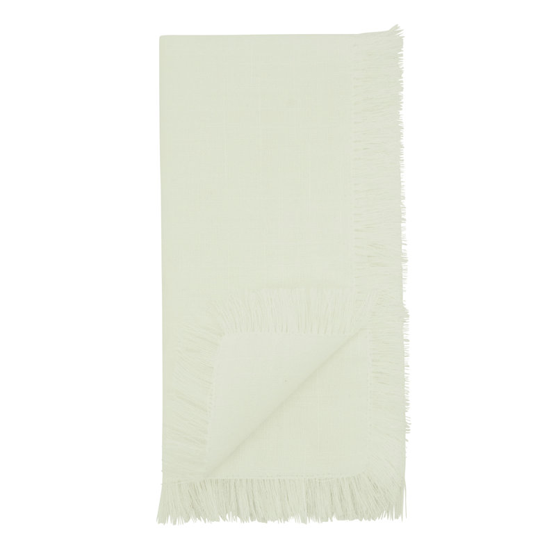 White Cotton Fringed Square Table Napkins Set of 4