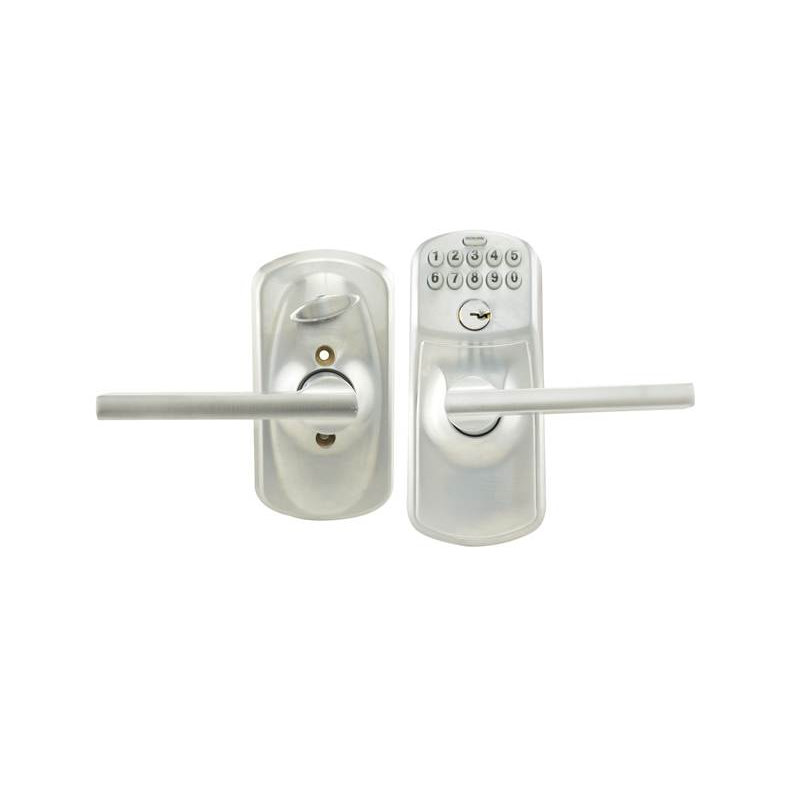 Latitude Keypad Lever with Plymouth Trim, Satin Chrome, Keyed Alike, Yes
