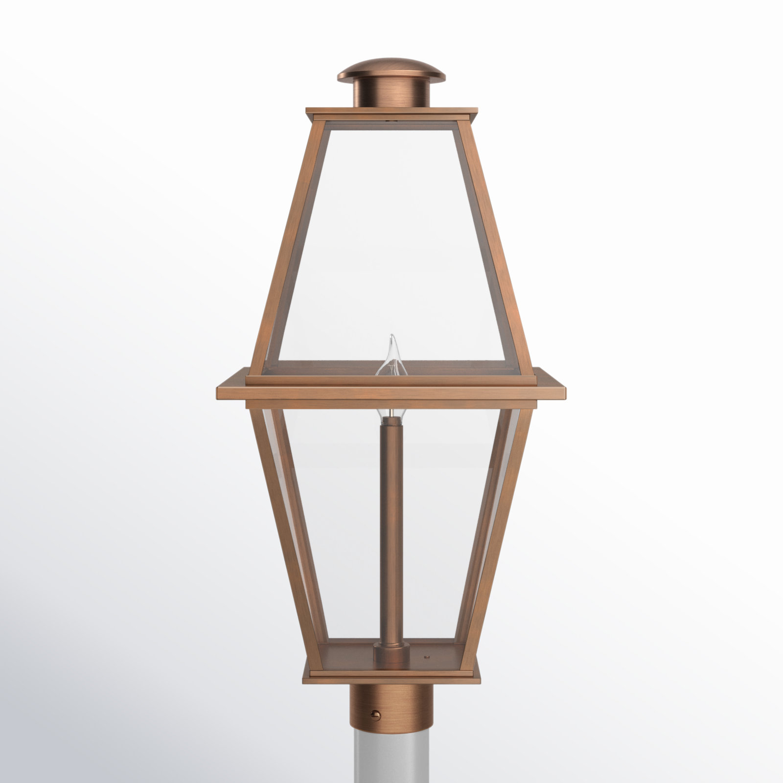 Asuka Transparent Metal Outdoor Lantern Head, Antique Copper