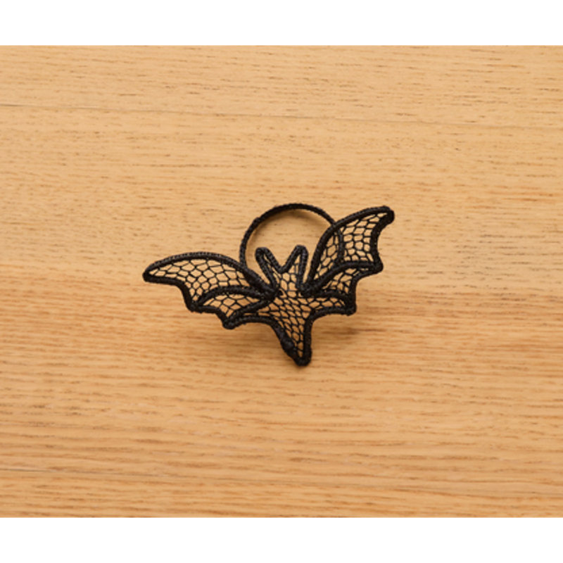 Anneau de serviette Leylany Bat - porte-serviette gothique en dentelle noire - décoration de table effrayante faite à la main - décor d'automne