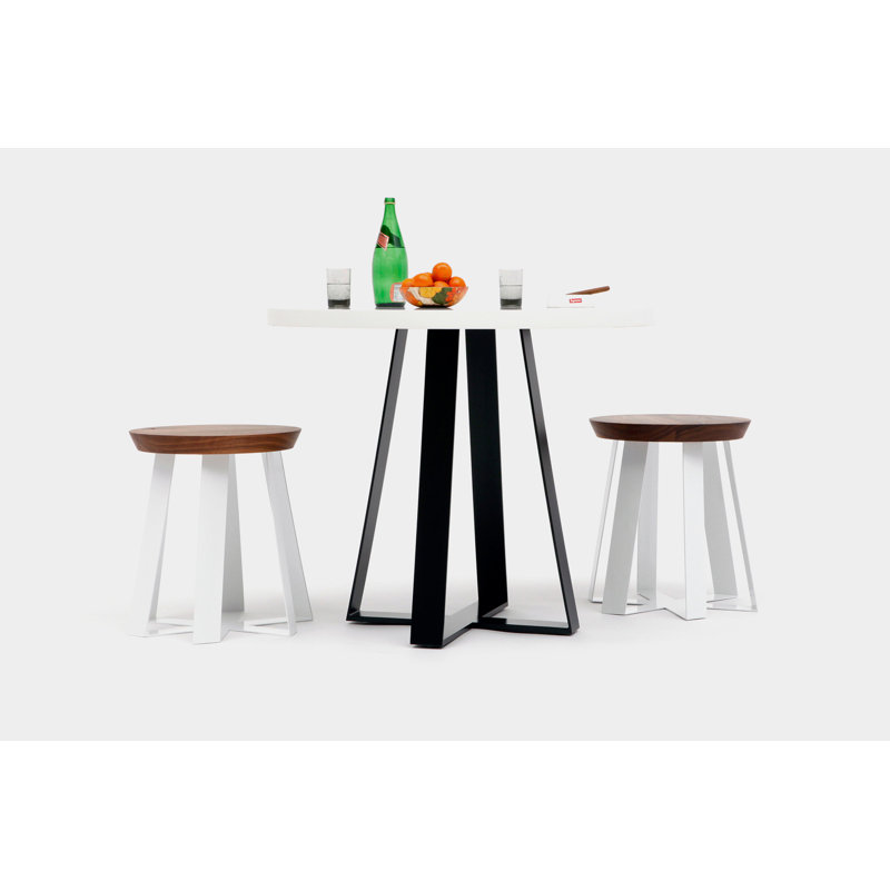 ARS Accent Stool, White, Walnut