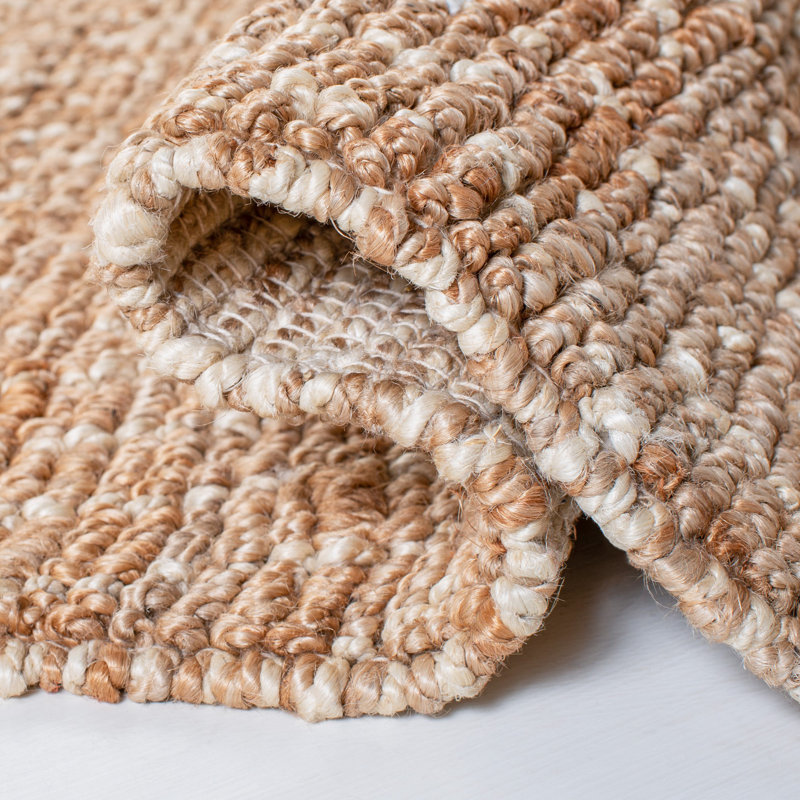 Wilmore Hand Woven Jute/Cotton Geometric Rug in Natural/Ivory, Rectangle 2' x 3'