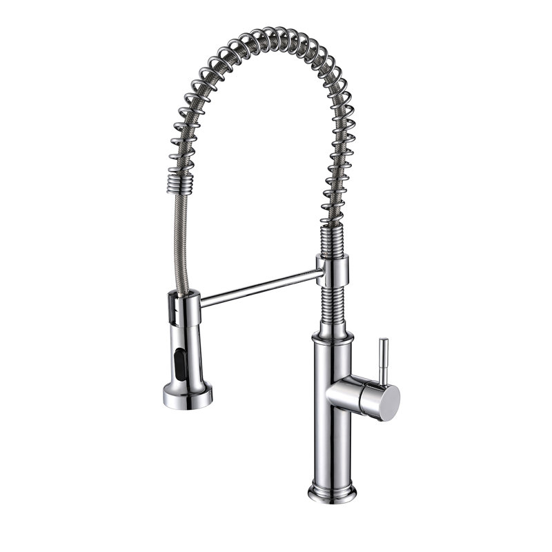 Topcraft Single Handle Single Hole Pull Down Kitchen Sink Faucet, Chrome