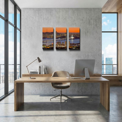 « Bay Bridge vu de Berkeley » par John Gavrilis, triptyque mural, 91,4 cm x 61 cm