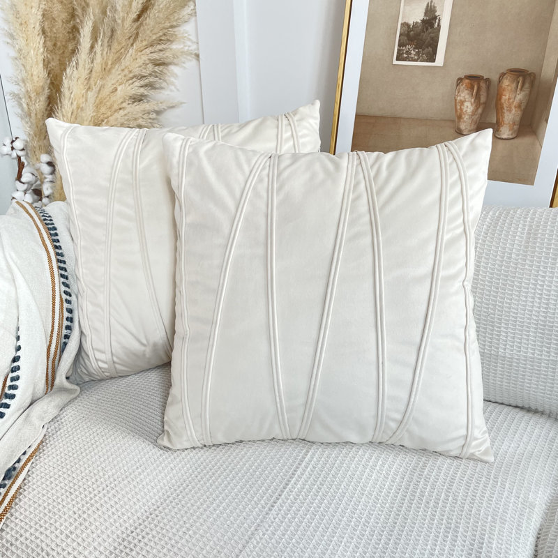 Chevron Geometric Pillow Cover, Cream, 16" x 16"