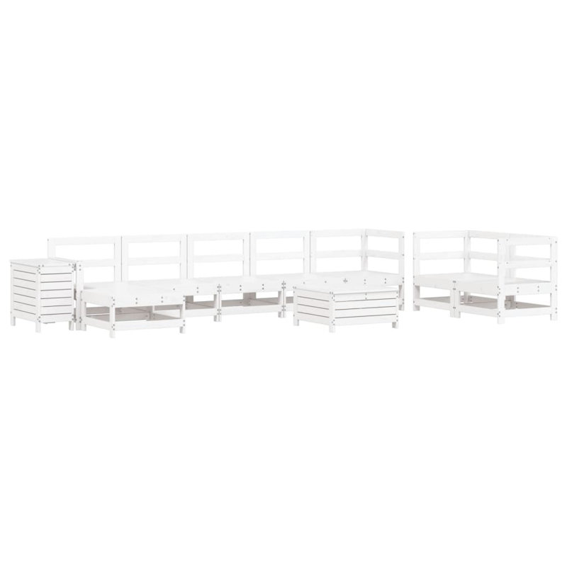 Wicker 9 - Person Garden Lounge Set, White Pine