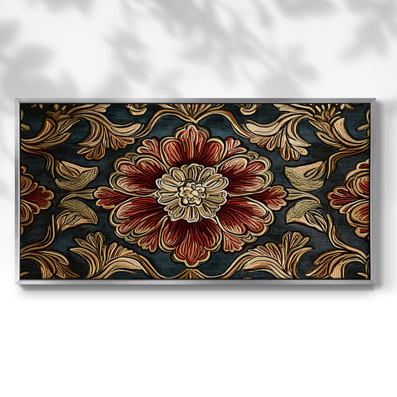 Botanical Series-CC- Toile tendue avec châssis tendue, prête à être accrochée, H 21 po x l 41 po, Argent argent