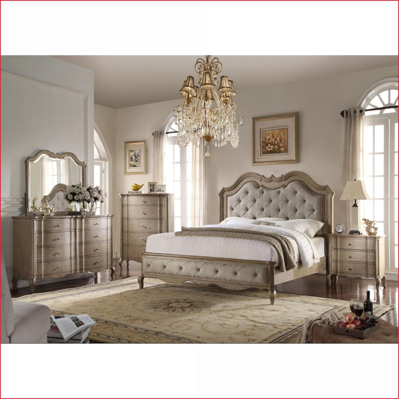 Table de chevet avec rangement à 3 tiroirs, Beige