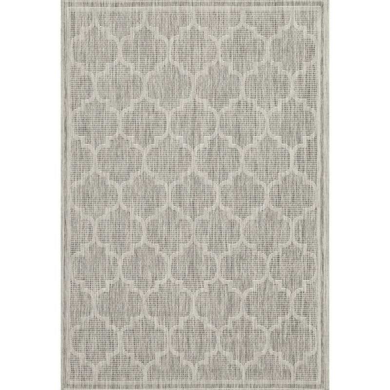 Sunshine Collection Rug - 2 Ft. 7 In. X 3 Silver, Trellis Design, Polypropylene, Stain , For Indoor & Outdoor Silver Indoor/Outdoor Carpet Gchar2006, Print, Lodge