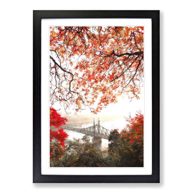 Liberty Bridge in Budapest Hungary - Picture Frame Graphic Art Print, 87cm H x 62cm W x 2cm D, Black Framed