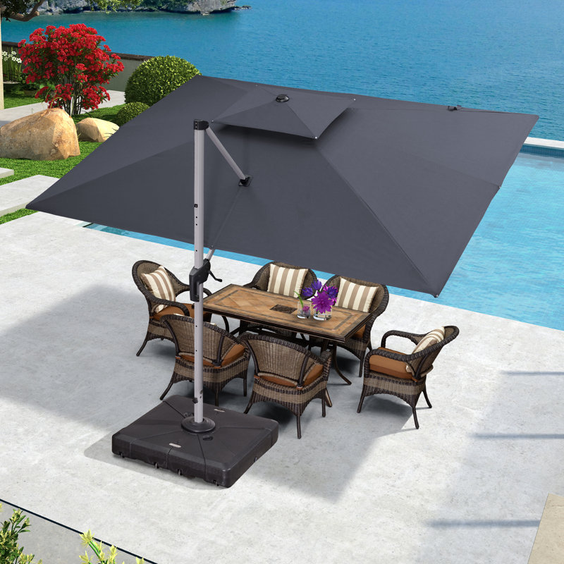 Bohao 3.6m x 3m Rectangular Cantilever Parasol With Base, Grey
