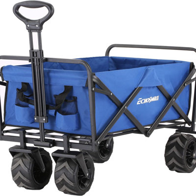 Chariot pliable robuste d'une capacité de 350 lb, chariots de camping pliants d'extérieur, chariot utilitaire portatif d'épicerie, chariots à roulettes réglables, chariot de sport tout terrain avec de grandes roues par Boahaus