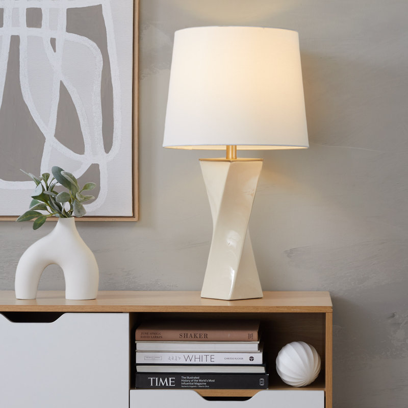 Clarissa Square 26" Ceramic Table Lamp, Cream