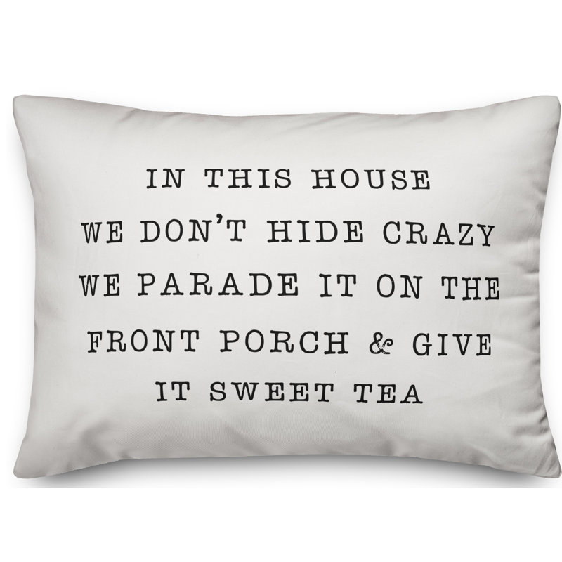 Textual Outdoor Throw Pillow, Off White/Black