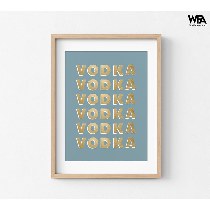 Vodka par CAD Designs, impression d'affiche de vodka, décor de signe de vodka lettres dorées, art mural de boisson forte, décorations de vodka de bar moderne