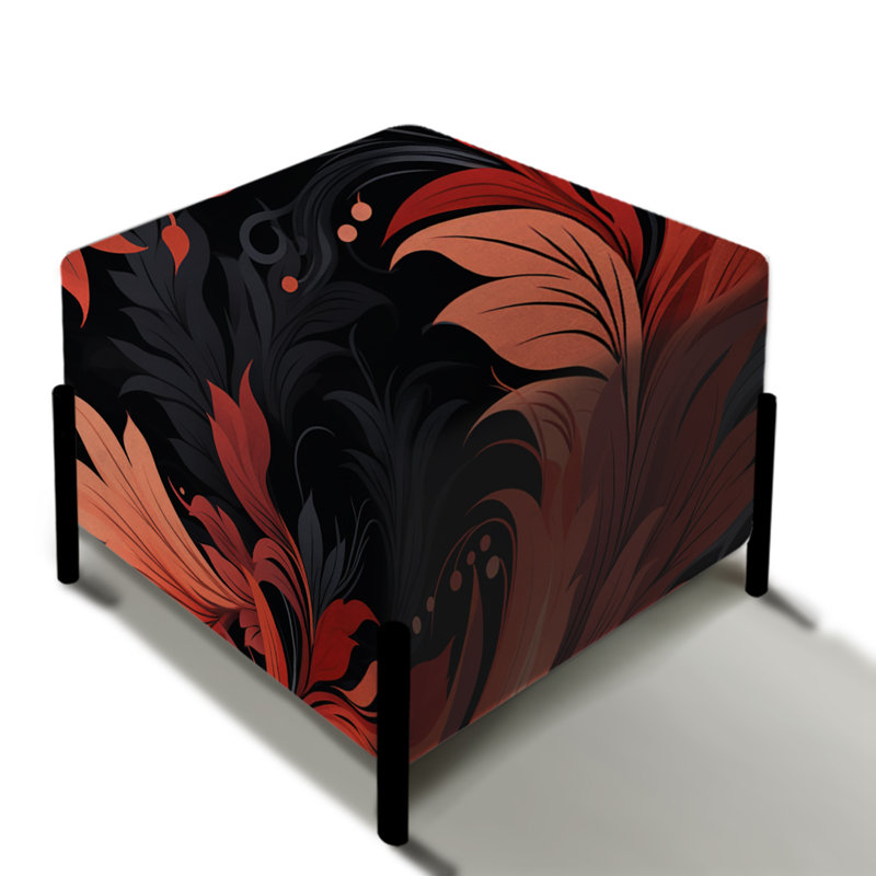 Ember Twilight Moody Patterns I - Floral Square Ottoman