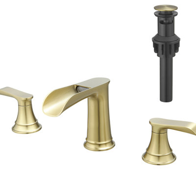 Robinet de salle de bain espacé doré 8 pouces, 3 trous, poignée double levier, robinet escamotable d'évier et de tuyau, or brossé, ensemble de poignée