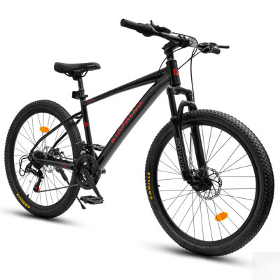 21-Speed Mountain Bike with Front Suspension, Steel Frame, Disc Brakes for All-Terrain Riding and Commuting
