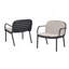 Fauteuil club d'extérieur en PP, structure noire avec coussin beige, ensemble de 2