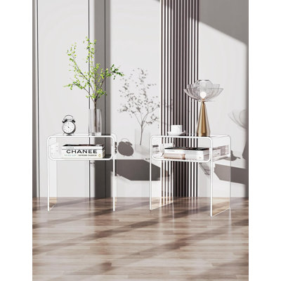 Table de chevet, table de salon ou table de chevet en acrylique (ensemble de 2)