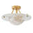 Modern 16" 3-Light Semi-Flush Mount Ceiling Light With Clear Textured Resin Shade